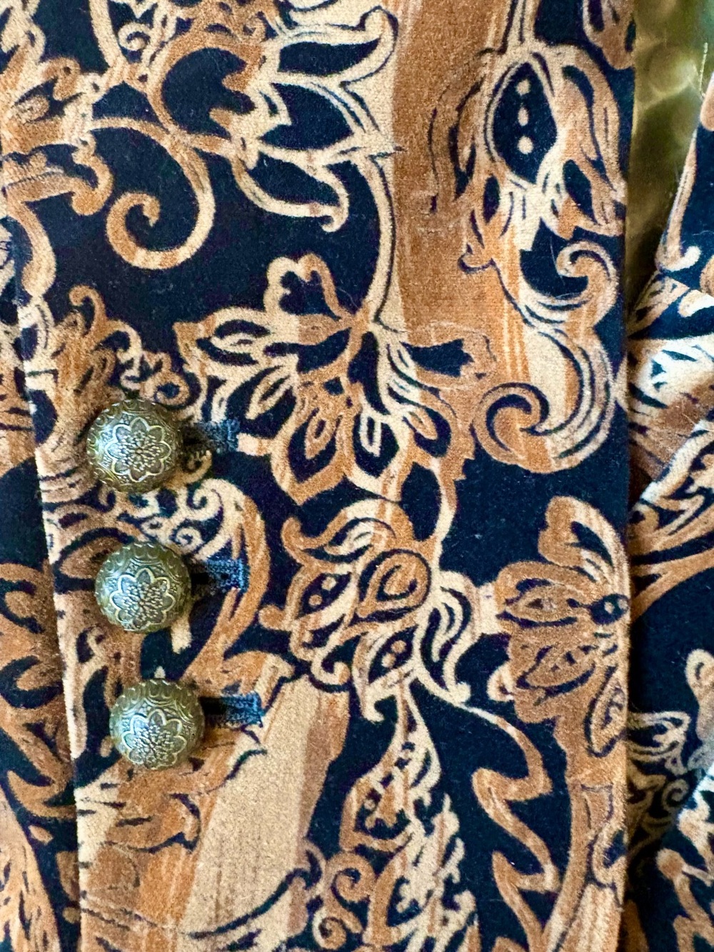 Vintage Georgiou Velvet Gold Metallic Floral Jacquard Fitted Peplum Blazer 8 - Picture 4 of 10